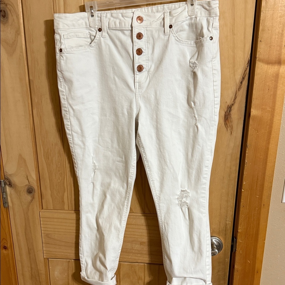 Lauren Conrad Skinny Ankle Women's White Distressed Jeans